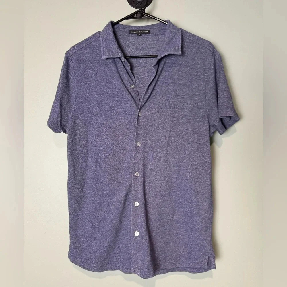 Robert Barakett Men’s Short Sleeve Button Up Collared Polo Shirt Size Small Blue